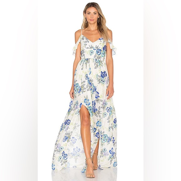 Amanda Uprichard Wren Cotton Floral Print Cold Shoulder Maxi Dress size S - Picture 1 of 6